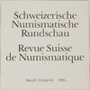 Bern Literatur Schweizerische Numismatische Rundschau - Band 62 -