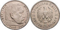 Drittes Reich 5 Reichsmark 1935 A Hindenburg - Kursm&uuml;nze (1935-1936) ss+ 29.91 &pound;  +  12.82 &pound; shipping