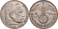 Drittes Reich 5 Reichsmark 1937 F Hindenburg - Kursm&uuml;nze (1936-1939) ss 29.91 &pound;  +  12.82 &pound; shipping