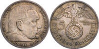Drittes Reich 5 Reichsmark 1939 B Hindenburg - Kursm&uuml;nze (1936-1939) ss 29.91 &pound;  +  12.82 &pound; shipping