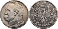 Polen 10 Zlotych 1937 Jozef Pilsudski - Kursm&uuml;nze (1934-1939) ss 55.55 &pound;  +  12.82 &pound; shipping