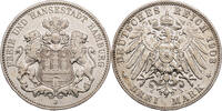 Kaiserreich, Hamburg 3 Mark 1908 J Kursm&uuml;nze (1908-1914) ss- 42.32 &pound;  +  12.70 &pound; shipping