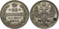 Russland, Zarenreich Nikolaus II. (1896-1917) 20 Kopeken 1915 BC ss, Rf.