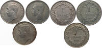 Belgien 3 x 1 Franc Albert von Belgien (1909-1934) -