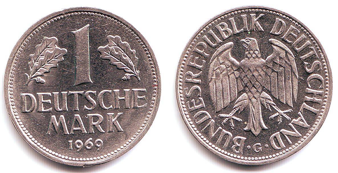 Deutschland 1 Mark 1969 G 1 Deutsche Mark UNC MA Shops