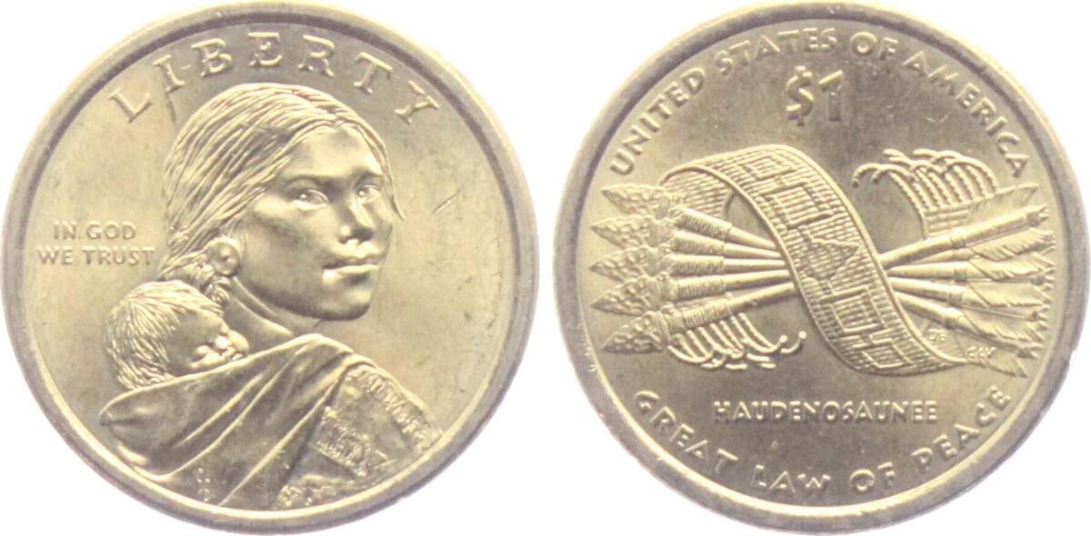 USA 1 Dollar 2010 D Sacagawea Haudenosaunee unc MA Shops