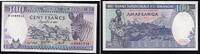 Ruanda 100 Francs Banknote - Ruanda - 1982 - 100 Francs - Zebras - Tiere - Frau mit Baby - Vulkan -