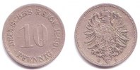 10 Pfennig 1889 F Kaiserreich Kursmünze kleiner Adler ss/vz