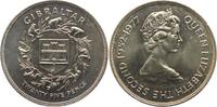Gibraltar 25 Pence 25. Regierungsjubiläum von Elisabeth II. - Wappen zwischen Zeigen und Affen -