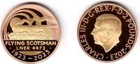 Grossbritannien 2 Pounds - Gold 2023 100 Jahre Flying Scotsman - Liner - Eisenbahn - Zug - Lok Proof in Box mit Zertifikat