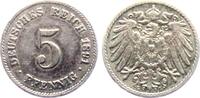 5 Pfennig 1891 G Deutsches Reich 5 Pfennig Kursmünze - großer dler ss