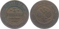 Russland Zar Nikolaus II. (1894-1917) 3 Kopeken 1911 ss-vz min. RF