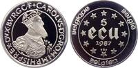 5 Ecu 1987 Belgien Karl der Große PP in Kapsel
