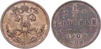 Russland Nikolaus II. 1894-1917. 1/2 Kopeke 1909 Vorzüglich-Stempelglanz