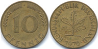 BRD 10 Pfennig Stahl/tombakplattiert – extra Ast im Baumstamm -