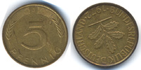 BRD 5 Pfennig Stahl/tombakplattiert – Stempeldrehung fast Kehrprägung -