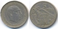 Spanien - Spain Francisco Franco 1939-1975 – dezentriert 5 Pesetas 1957(64) sehr schön