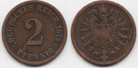 Kaiserreich 2 Pfennig kleiner Adler - Kupfer -