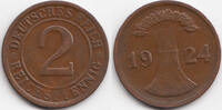 Weimarer Republik 2 Reichspfennig Kupfer -