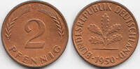 BRD 2 Pfennig Kupfer - Doppelsenkung -