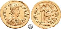 Honorius (393-423) Ravenna, Büste / Kaiser und liegender Gefangener, herrliche Erhaltung, Solidus 402-406 n. Chr. vz-st