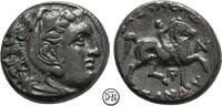 Kassander (316/306-297) Bronze Herakleskopf / Reiter, hübsches Exemplar mit feiner dunkelgrüner Patina, -