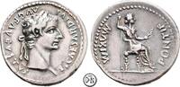Tiberius (14-37) Lugdunum, Kopf / Livia auf Thron, gut zentriertes Exemplar mit feiner Tönung, Denar 36-37 n. Chr. ss
