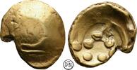 Vindelici (Raetia et Vindelicia) Regenbogenschüsselchen, Rolltier / Torques und Kugeln, gesuchter früher Typ, Stater ca. 1. Jhdt. v. Chr. ss