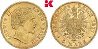 BAYERN 5 Mark 1877. Ludwig II., 1864-1886. VF-EF
