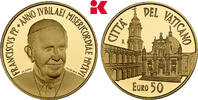 Vatikan 50 Euro 2016 Auflage: 1.800 Exemplare. Franziskus I., 2013-2025. Proof im Originaletui mit Zertifikat