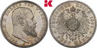 WÜRTTEMBERG 5 Mark 1892. Wilhelm II., 1891-1918. Feine Patina, winz. Kratzer, CH UNC