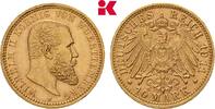 WÜRTTEMBERG 10 Mark 1911. Seltener Jahrgang. Wilhelm II., 1891-1918. AU