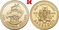 BARBADOS 100 Dollars 1975 Elisabeth II. seit 1966. Polierte Platte im Or... 850.28 &pound;  +  12.73 &pound; shipping