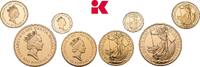 GROSSBRITANNIEN / IRLAND Set von 100, 50, 25 und 10 Pounds 1987, London. Elizabeth II, 1952-2022. Proof im Originaletui mit Zertifikat
