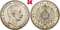 PREUSSEN 5 Mark 1891 A. Wilhelm II., 1888-1918. Winz. Haarlinien, Proof