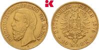 BADEN 10 Mark 1876. Friedrich I., 1852-1907. Fast vorz&uuml;glich 503.57 &pound;  +  12.61 &pound; shipping