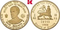 ÄTHIOPIEN 10 Dollars 1966, Haile Selassie, 1930-1936 und 1941-1974. Prachtexemplar von polierten Stempeln, CH UNC