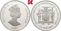 JAMAIKA 25 Dollars 1987. Elizabeth II, 1952-2022. Polierte Platte 122.72 &pound;  +  12.61 &pound; shipping