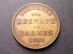 Barmen Wertmarke 3 Pfennig 1865 Herberge zur Heimat VF
