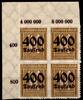 Deutsches Reich Deutsches Reich 300P OR postfrisch im 4er Block vom Eckrand, gefaltet MiNr. 300P OR postfrisch im 4er Block vom Eckrand, gefalte -