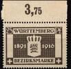 Württemberg Württemberg 128 postfrisch vom Oberrand MiNr. 128 postfrisch vom Oberrand -
