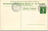 Schweiz als Ganzsache Briefmarken-Ausstellung Zürich 1915 -