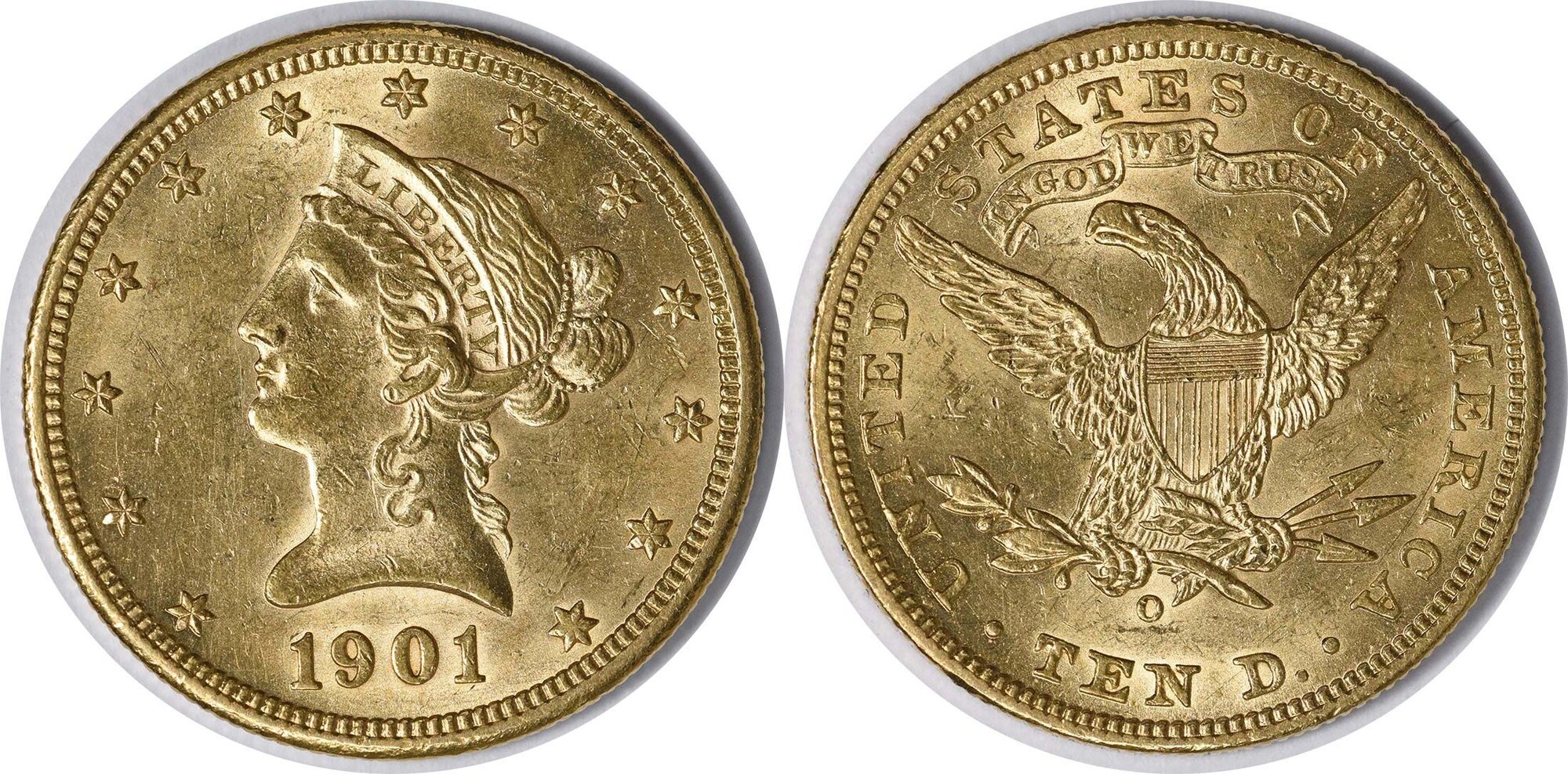 US Ten Dollar 1901 O 1901 O 10 Gold Liberty Head MS63 Uncertified