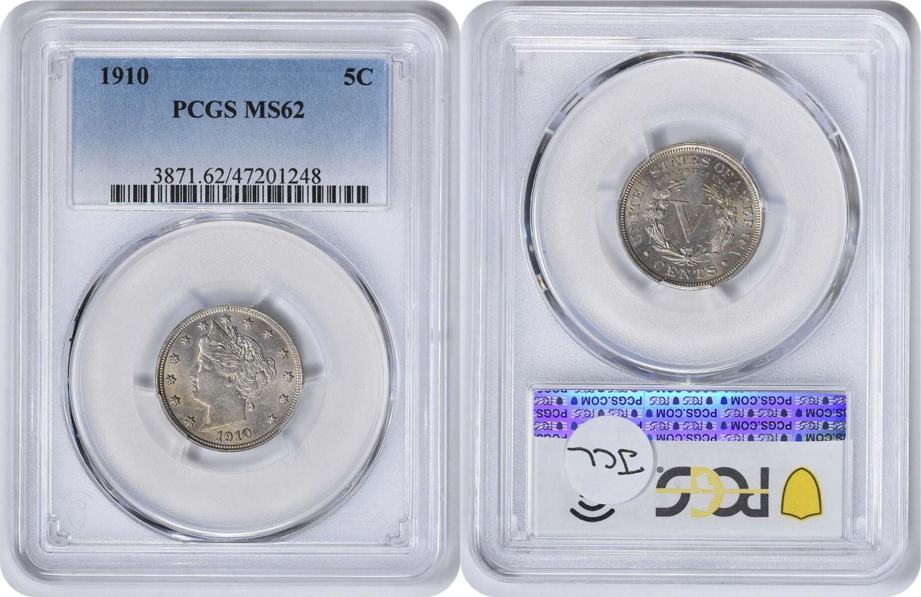 US 1910 No Mint Mark 1910 Liberty Nickel MS62 PCGS None MA Shops