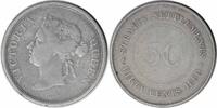 US 1890 H Straits Settlements 50 Cents KM13 F Uncertified #1052 -