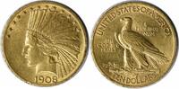 US Ten Dollar 1908 $10 Gold Indian Motto AU58 Uncertified #1049 None -