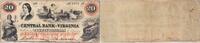 US Twenty Dollar $20 Central Bank of Virginia Staunton VA2550-40 VF Uncertified -
