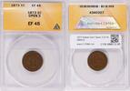US Cent 1873 Indian Cent Open 3 EF45 ANACS None -
