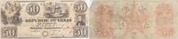 US Fifty Dollar $50 1839 Republic of Texas A7 Net VG Cross Cut Uncertified -