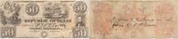 US Fifty Dollar $50 1839 Republic of Texas A7 VG Cross Cut Uncertified -